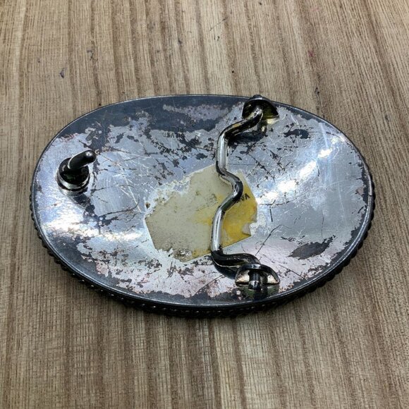 Vintage Distressed Silver Tone Floral Belt Buckle - Picture 6 of 6